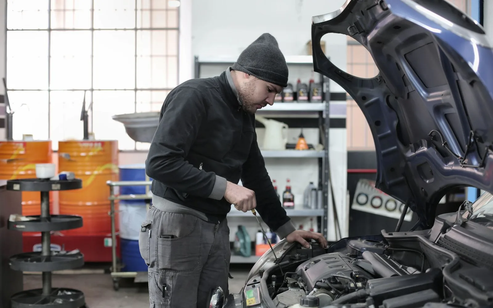 Mobile service technician working at a customer site