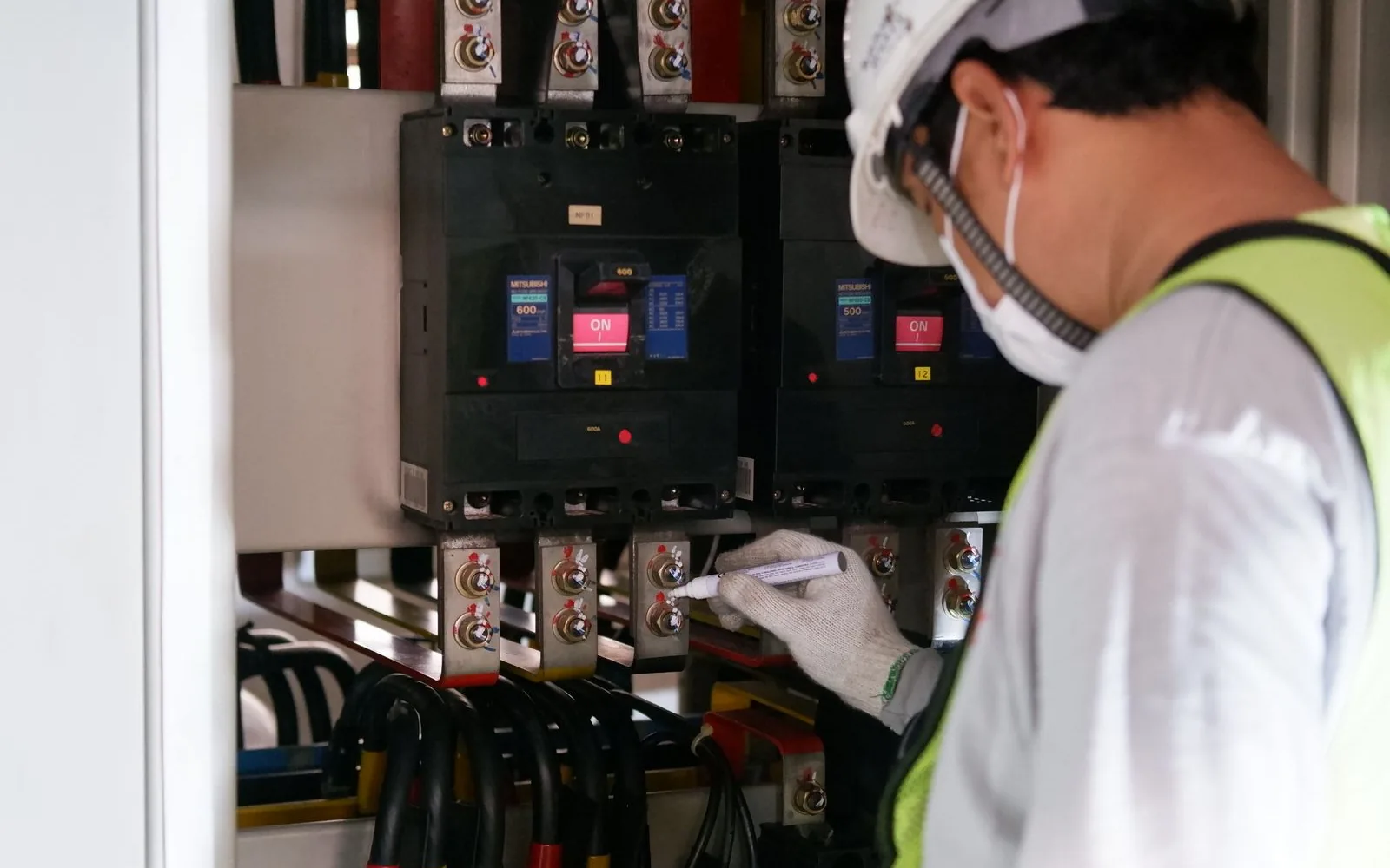 Electrical contractor crew at work